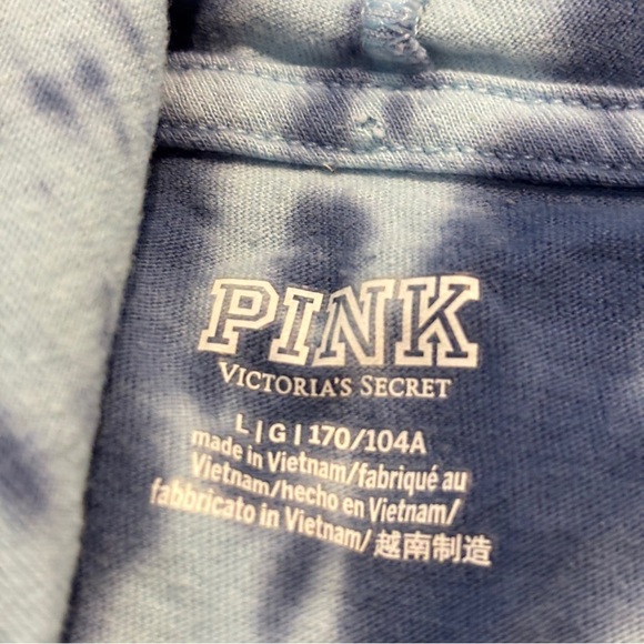 Victoria's Secret PINK Oversize Varsity Sweatshirt Glitter Color Tie Dye Blue LG - Picture 4 of 10